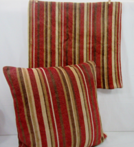Restoration Hardware Chenille Multistripe Red 20-inch Square Pillow and Cover - £62.33 GBP