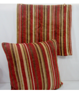 Restoration Hardware Chenille Multistripe Red 20-inch Square Pillow and ... - £54.48 GBP