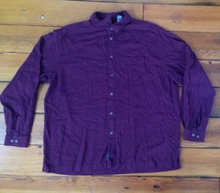 REI Mens Burgundy Cotton Rayon Soft Button Up Travel Hiking Shirt XL 52&quot;... - £29.08 GBP