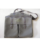 Vintage Tommy Bahama Garment Bag Luggage Leather Green Canvas Pockets Tr... - $483.74