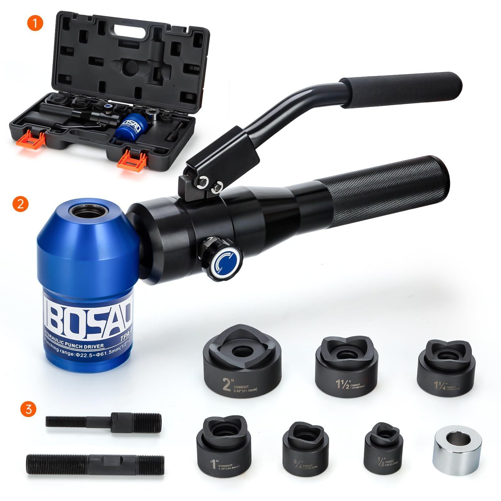 IBOSAD Hydraulic Knockout Hole Punch Driver Kit 1/2 to 2 inch Electrical... - $200.03