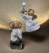 Vintage Resi Prosel West Germany Ornaments Angel Singing and Angel with Tree - £31.14 GBP