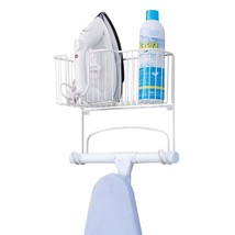 Metal Steel Wall Mount Ironing Board Organizer with Large Storage Basket for L - £39.50 GBP