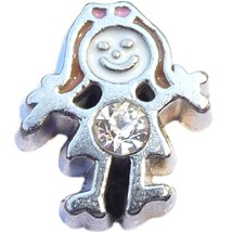 Silvertone Girl Birthstone April Floating Locket Charm - £1.91 GBP