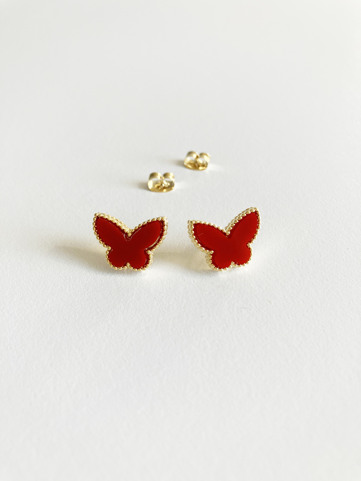 Primary image for Carnelian Butterfly Earrings in Gold