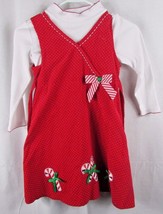 Rare Too girl&#39;s 6 red white Christmas candy cane 2-piece shirt jumper dress - £7.00 GBP