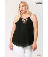 Women&#39;s Plunging V Neckline Lattice Top With Scalloped Lace - $476.16 MXN