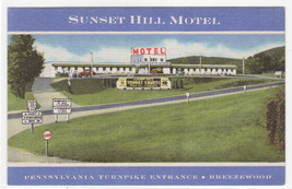 Sunset Hill Motel Pennsylvania Turnpike Breezewood Pennsylvania linen po... - $6.44