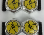 4 Yellow FLOWER License Plate Frame BOLTS Screws Caps CAR TRUCK SUV BOAT RV - $19.79