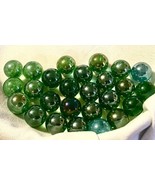 Vintage Glass Marbles Lot Of 25 Clear Green In Various Hues About 17cm - $25.00