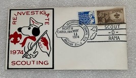 BSA 1974 Scout-O-Rama Occoneechee Council NC Cover Snoopy Boy Scout Stamp - £7.84 GBP
