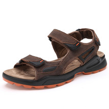 New Fashion Breathable Men&#39;s Sandals Genuine Leather Summer Men Sandal Beach Cau - $49.28