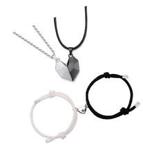 Pcs Couples Bracelets Necklaces Set, Matching Magnet - £43.35 GBP
