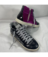 P448 Hi Top Sneakers Shoe Leopard Print, Silver accents Eu 37, Wm 6 1/2,... - $1,107.16 MXN