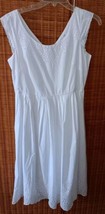 Boden White Eyelet  Annabel Dress US Sz. 6L UK 10L  Sleeveless Scalloped... - £21.81 GBP