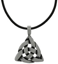 Jewelry Trends Celtic Triangle Knot Pewter Pendant Necklace 18&quot; - £23.52 GBP