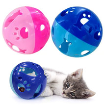 2 Pc Cat Kitten Toy Pets Large Interactive Ball With Bell Puppy Dog Chase Play - £22.37 GBP