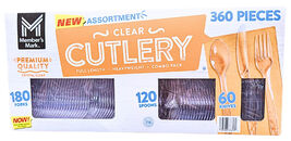 Member's Mark Clear Cutlery Combo Pack Forks Knives Spoons Total 360 Count - $30.86