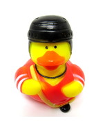 Hockey Player Rubber Duck 2&quot; Red Uniform Helmet Stick Ducky Squirts Spor... - £6.38 GBP