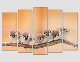 Little Sparrows on a Branch Photo Sparrows Canvas Print Bird Canvas Print Sparro - $49.00