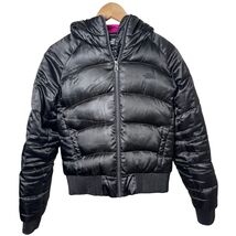 The North Face Womens Puffer Jacket Hooded Goose Down Black Small S Pink - $82.00