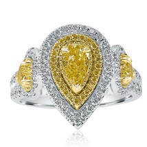 GIA 1.79 CT Poire Déguisement Jaune Anneau Fiançailles Diamant 18k Or - $4,627.18