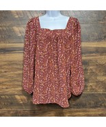 Lee 1X Women&#39;s Shirt Square Neck Long Sleeve Floral Disty Print Top Boho... - $29.33 CAD