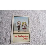Get Thee Behind me Satan Girl Boy Postcard Posted 1911 rare - $944.00 MXN