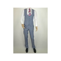 Men 3pc European Vested Suit WESSI  JVALINTIN Slim Fit JV22 Sky Blue One Button image 7