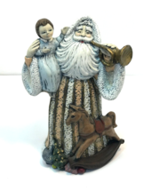 Ceramic Santa Claus holding child figurine Saint Nicolas Night Before Christmas - £15.95 GBP