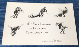 Postcard Deer Hunting Comic 5 Easy Lessons Packing Your Buck J. H. Eastm... - $4.99