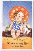 Postcard Comic Girl Puppy We Shall Be Very Sorry To Leave Here Dennis &amp; ... - £3.88 GBP