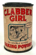  Vtg Clabber Girl Baking Powder Tin Advertising Collectible 10oz - 4.25" Tall - $9.49