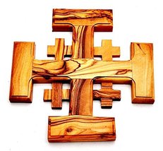 Jerusalem Olive Wood Cross From Bethlehem (Size L/20.8 x W/20.8 cm) - $44.00
