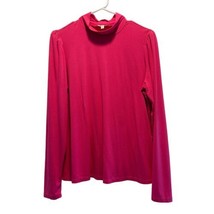 Maison d&#39;Amelie Pink Top Shirt Mock Neck Long Sleeve Stretchy Size Large - £14.34 GBP
