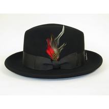 Men's Milani Wool Fedora Hat Soft Crushable Lined FD219 Black image 4