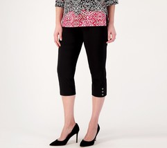 Susan Graver Regular Ultra Stretch Capri Pants w/ Button Detail Black, Reg 4 - £27.18 GBP