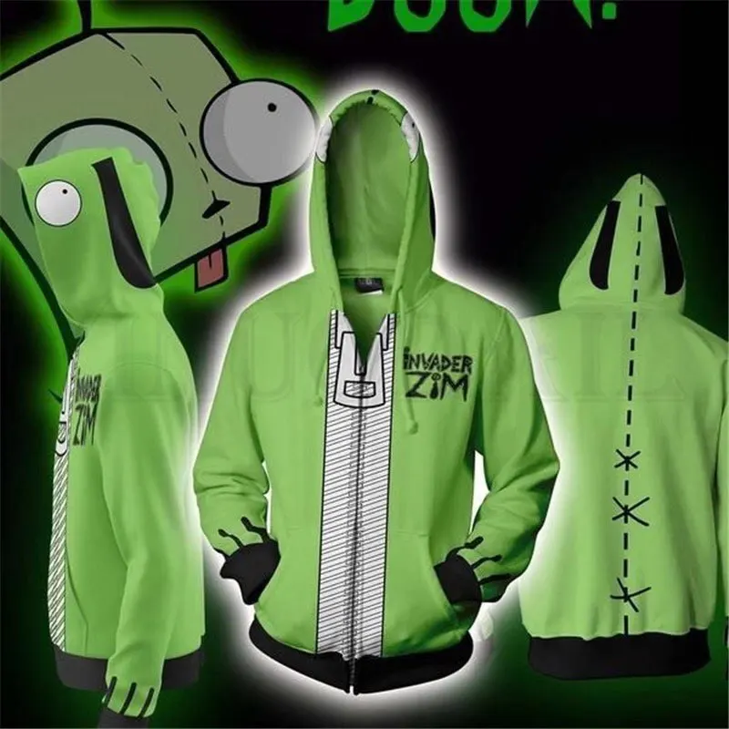 2021 New Fashion  Invader  Zim Hoodie Cosplay Movie Hoodie Sweatshirts 3D Men - £113.79 GBP