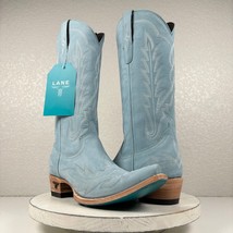 Lane LEXINGTON Powder Blue Cowboy Boots Womens 8.5 Leather Western Snip Toe Tall - £175.99 GBP