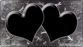 Black White Dragonfly Hearts Oil Rubbed Novelty Mini Metal License Plate Tag - £11.90 GBP