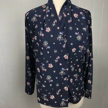 Pendleton Women Shirt Blouse Top Floral Shoulder Pads Blue Size 12 Petite - £7.82 GBP