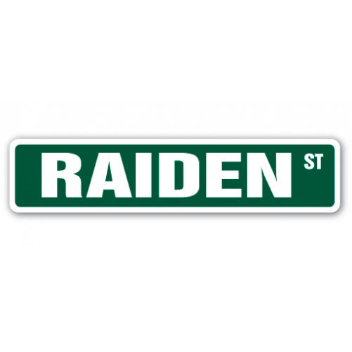 4 x 18 in. Childrens Name Room Street Sign - Raiden - $24.48
