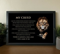Lion Wall Art My Creed Motivational Quotes Inspirational Print Art Home Decor - £19.96 GBP+