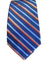 Cremieux Men&#39;s Multi Striped Navy Rust Gold 100% Silk Neck Tie Rare Design - $23.57