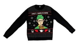 The Office Christmas Ugly Sweater Size XL Dwight &quot;Fact: Xmas is here&quot; Bl... - £14.09 GBP