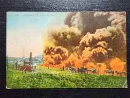 Antique 1912 Postcard California Oil Wells On Fire Posted Panama Expo Cancel - £9.04 GBP