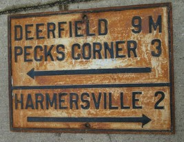 1890s Cast Iron Street Sign New Jersey Garden State Deerfield Peckscorner - $836.48