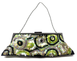 New York &amp; Co Sequin 11&quot; x 4 1/2&#39; Art Deco &amp; Contemporary Clutch Bag Purse - $19.80