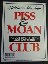 Lifetime Member Piss and Moan Club Gag Gift Funny Novelty NEW Sign 9&quot;x12&quot; N35 - £3.98 GBP