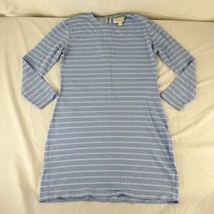 Sail To Sable Size Small Long Sleeve Striped Coastal Blue &amp; White Dress Textured - $60.15